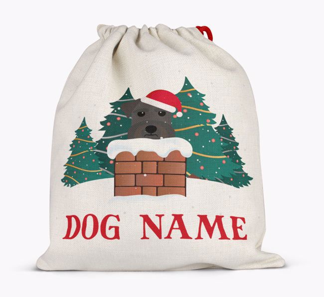 Peeking Dog with Santa Hat: Personalized {breedFullName} Santa Sack 